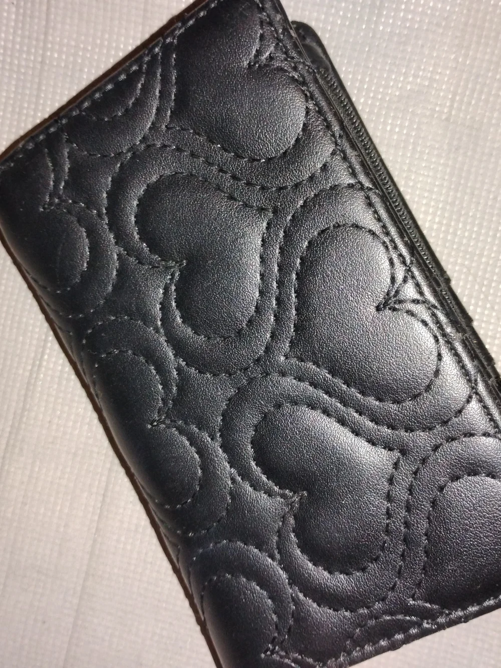 Quilted Heart Black Women's Card Holder Wallet